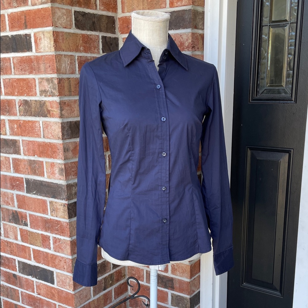Zara Dark‎ Blue Button-Down Fitted Shirt